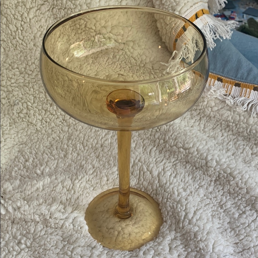 Elegant Amber Glass Goblet/Compote